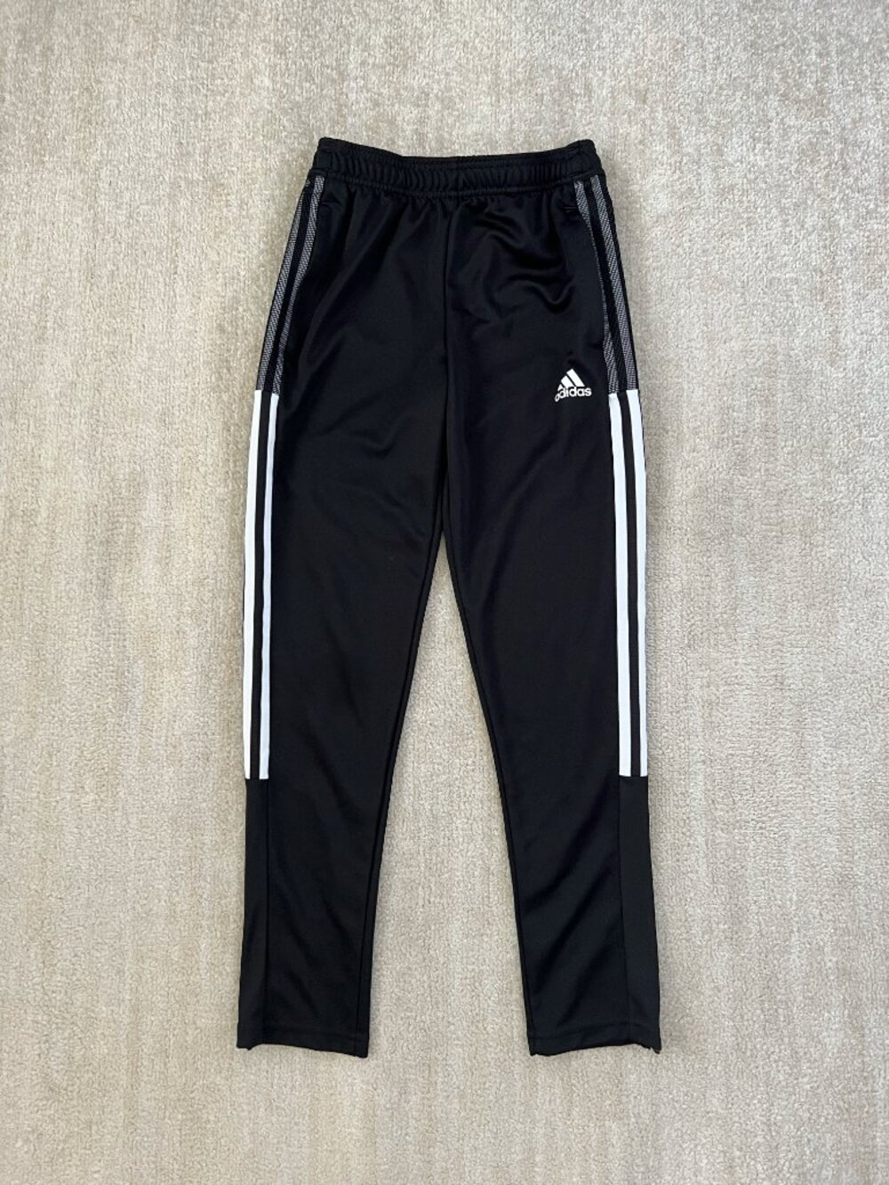 Adidas Boys Tiro Black White Stripe Track Pants 11-12Y
